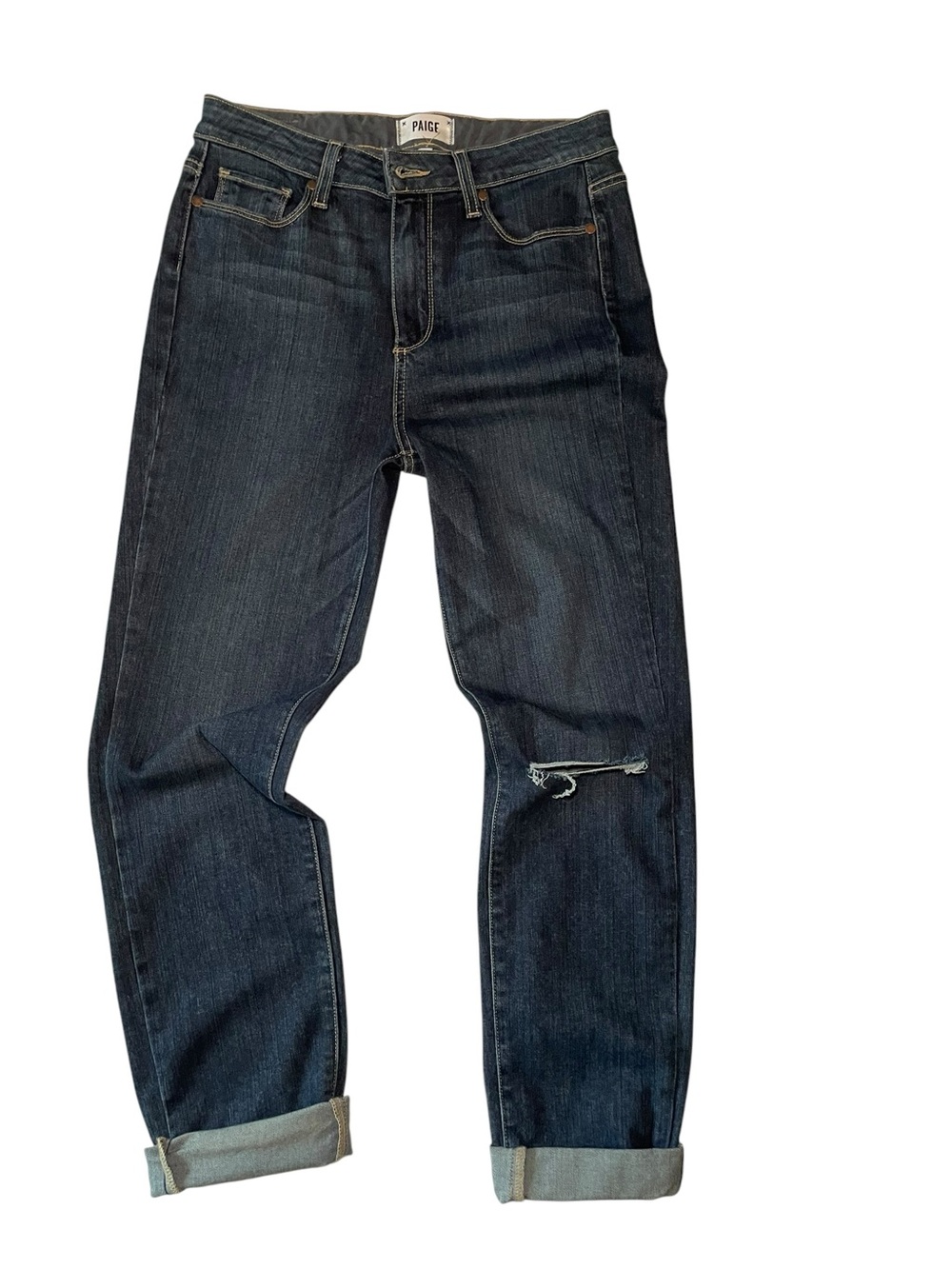 PAIGE Hoxton Crop Rollup Jeans Size 29 High Rise Distressed
